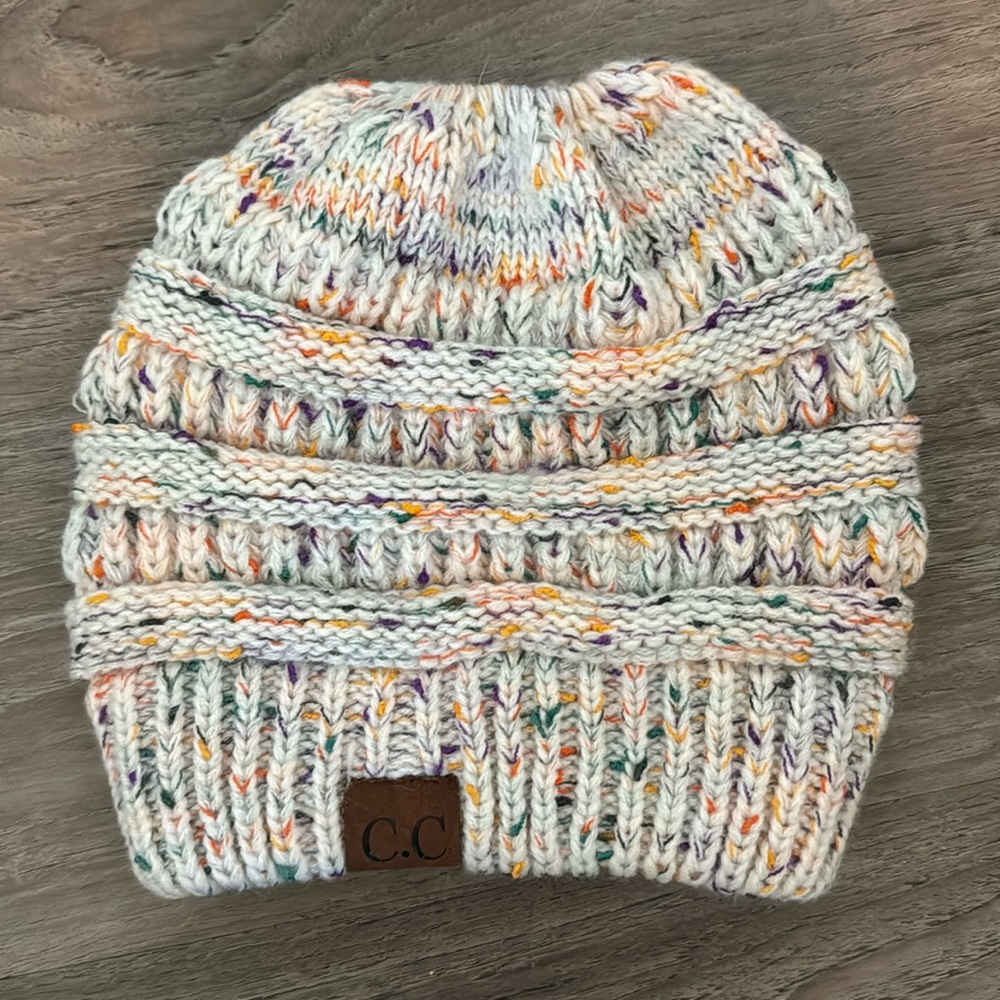 Confetti Beanie with Ponytail Holder